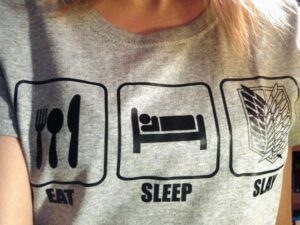 Attack on Titan Eat Sleep Slay T-Shirt Shut Up And Take My Yen : Anime & Gaming Merchandise