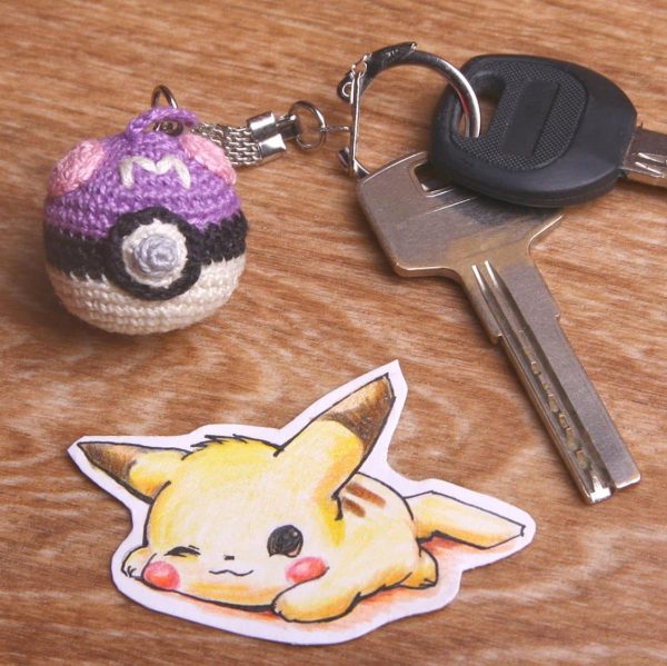 Crochet Pokeball Keychains