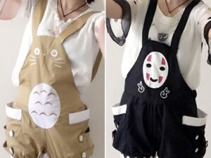 Totoro & No Face Suspender Shorts
