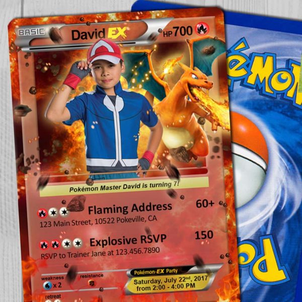 Pokemon Card Birthday Invitations