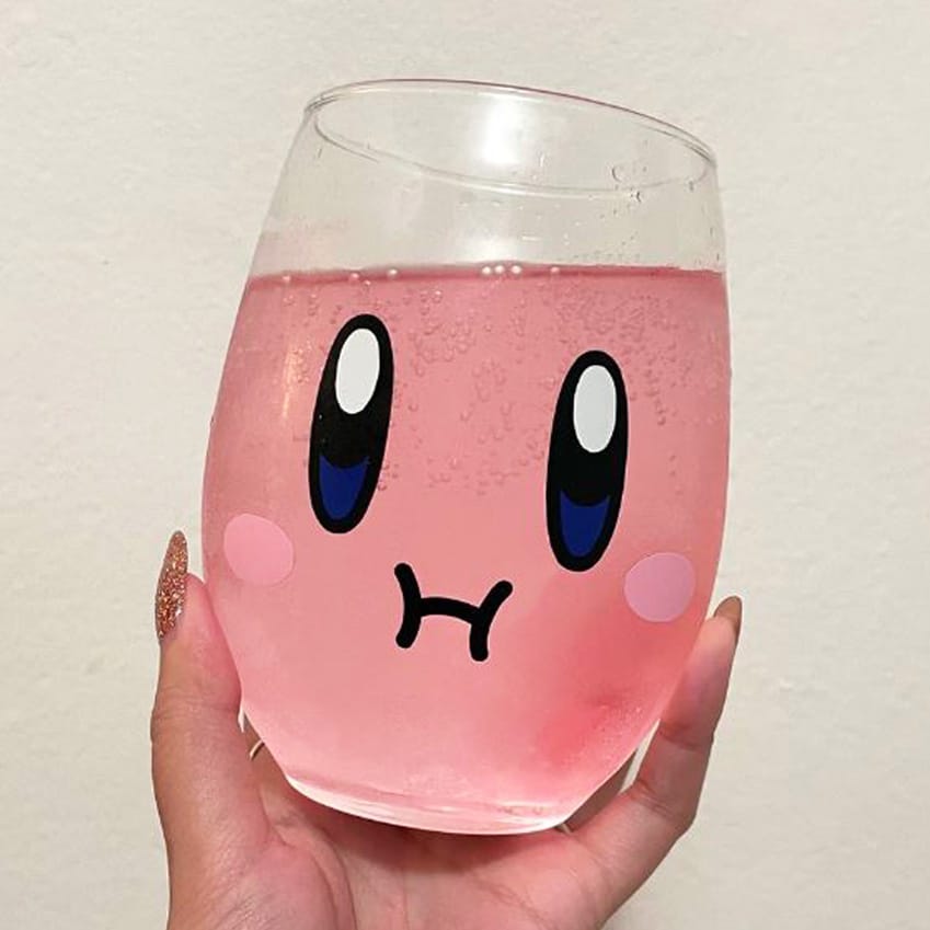 Kirby Face Glass Mug