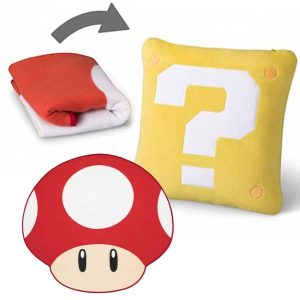 Super Mario Question Block Cushion Mushroom Blanket
