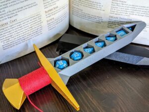 Dungeons and Dragons Dice Holding Dagger