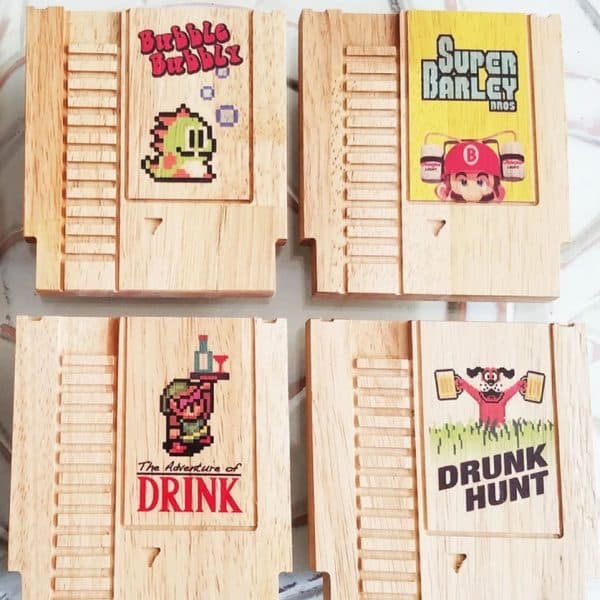 Wooden NES Cartridge Coasters