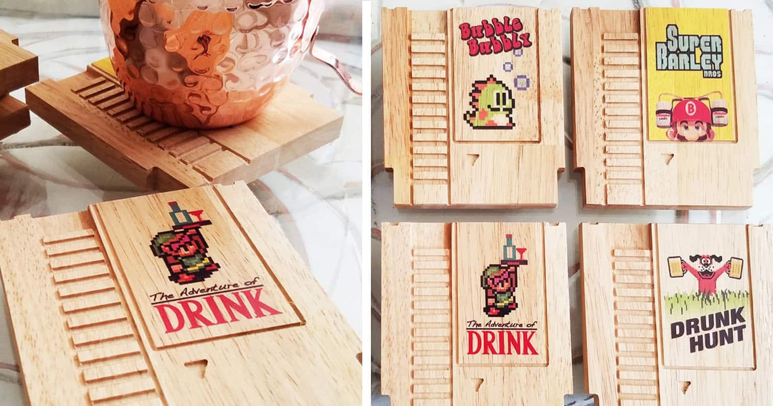 Wooden NES Cartridge Coasters
