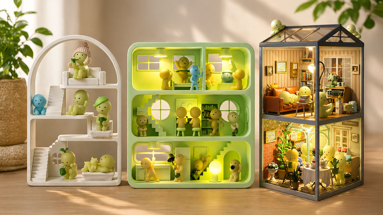 best Smiski display houses and shelves including miniature rooms and collectible figure setups